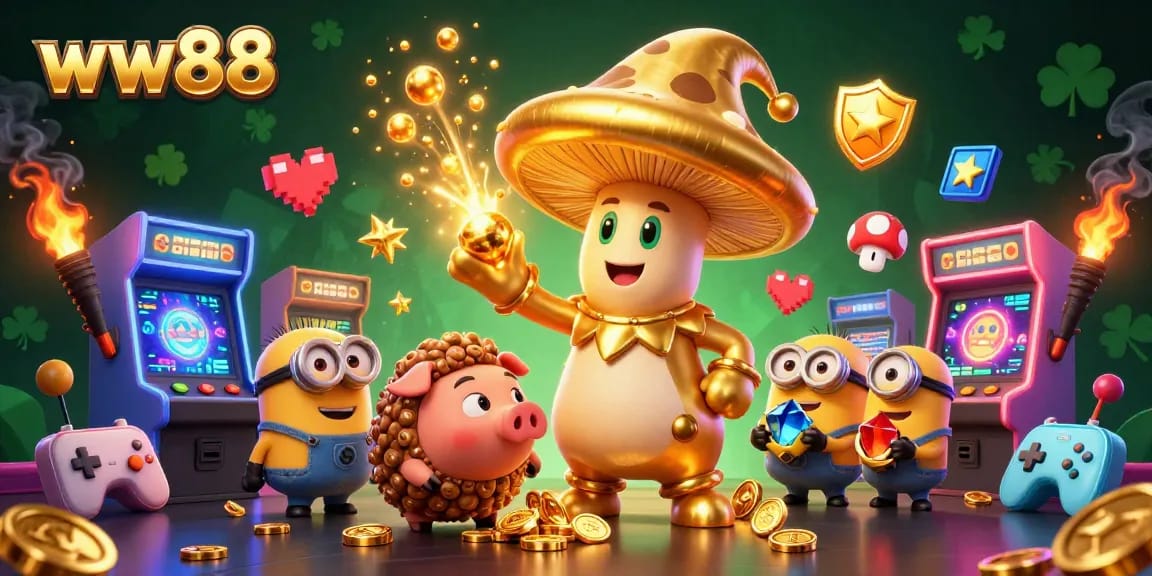 ww88 casino illustration showcasing a wizard and treasures enhancing your gaming adventure.