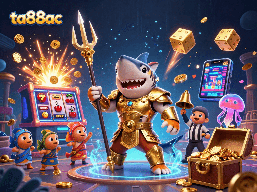 Experience thrilling moments at ta88ac with a dynamic underwater gambling scene featuring a tiger shark.