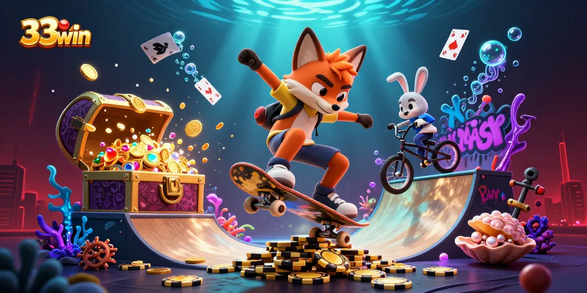 Experience thrilling gaming with 33win's vibrant casino scene filled with action and excitement.