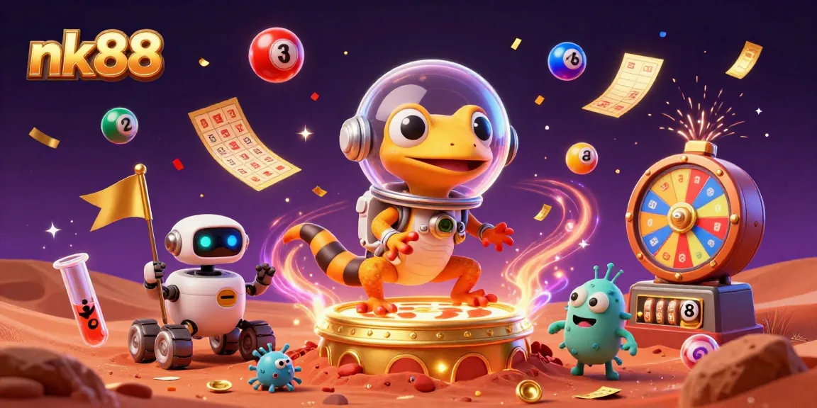 Engage with nk88 as a Martian gecko discovers a golden casino filled with lottery excitement.