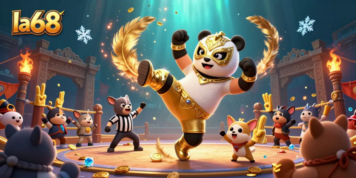 Experience la68’s thrilling online casino atmosphere with lively characters in an immersive scene.