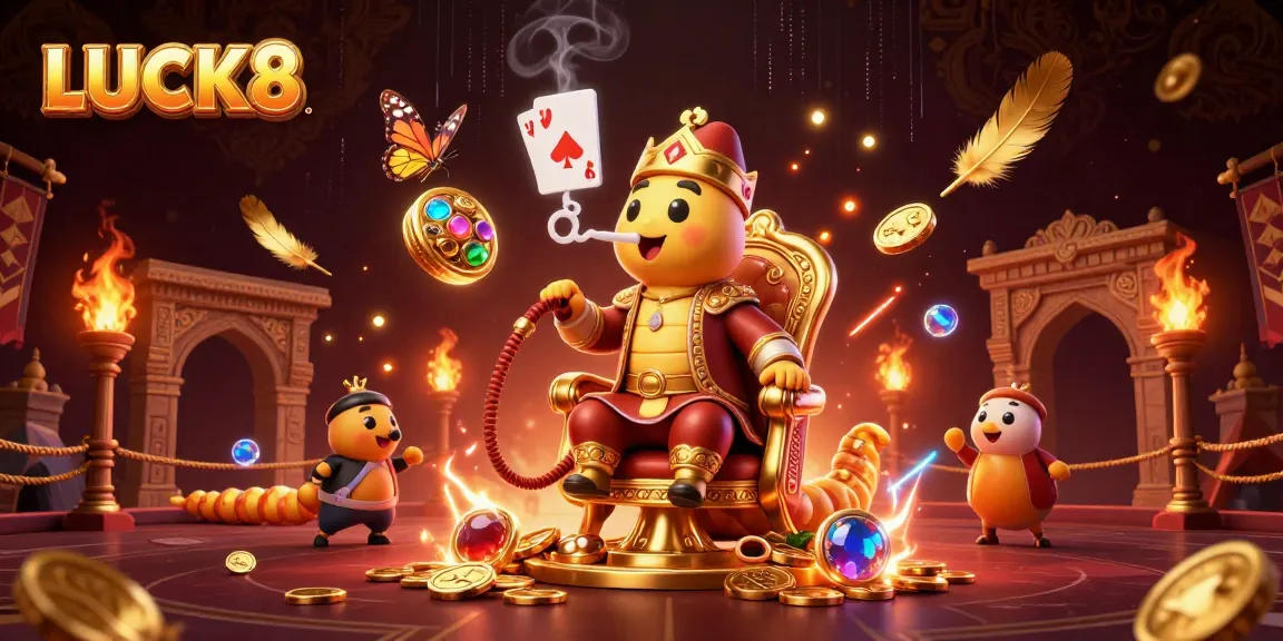 Experience LUCK8's vibrant casino world with captivating 3D elements and unique character designs.