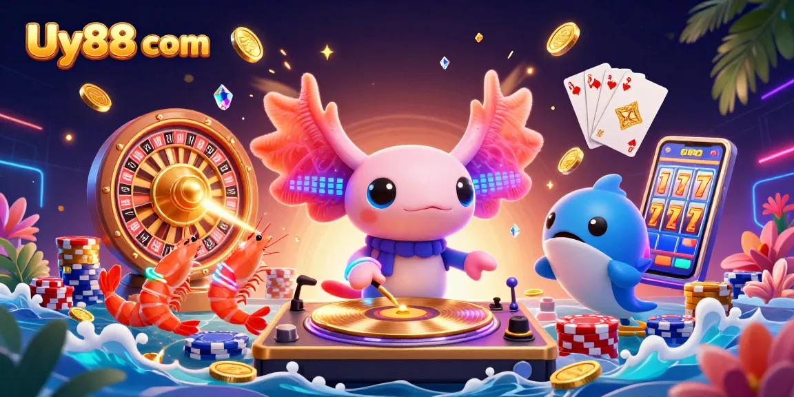 Experience thrilling gameplay at Uy88 com with vibrant casino elements and characters dancing.