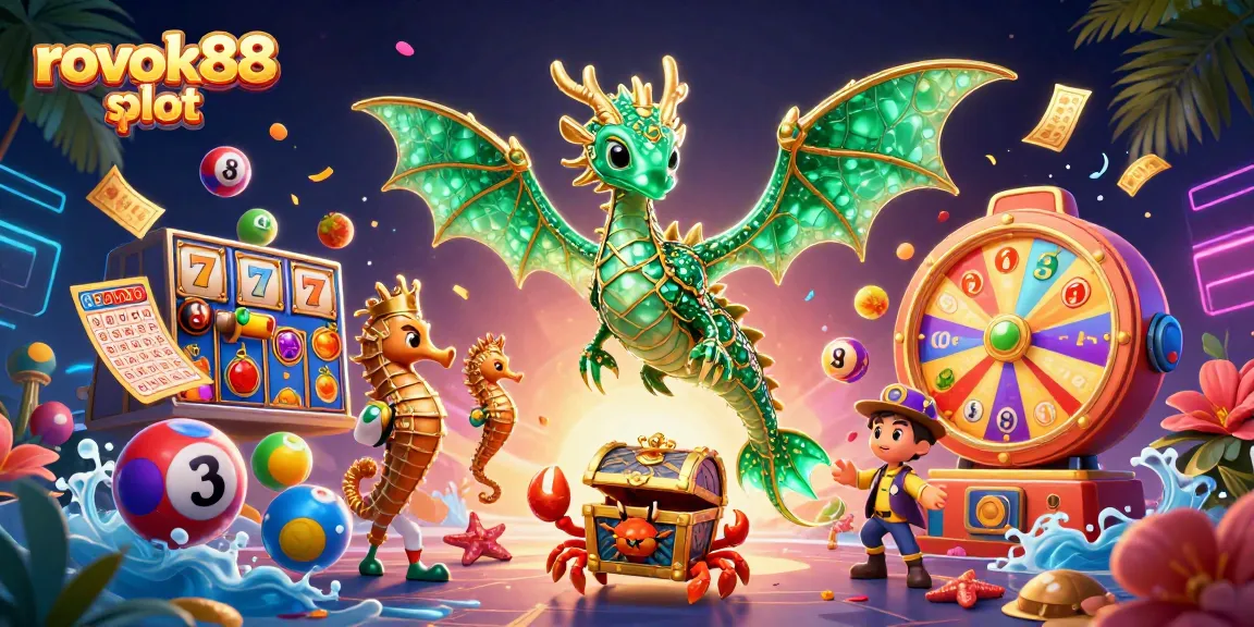 Engage with rokok88 slot's immersive experience featuring a vibrant 3D casino scene.