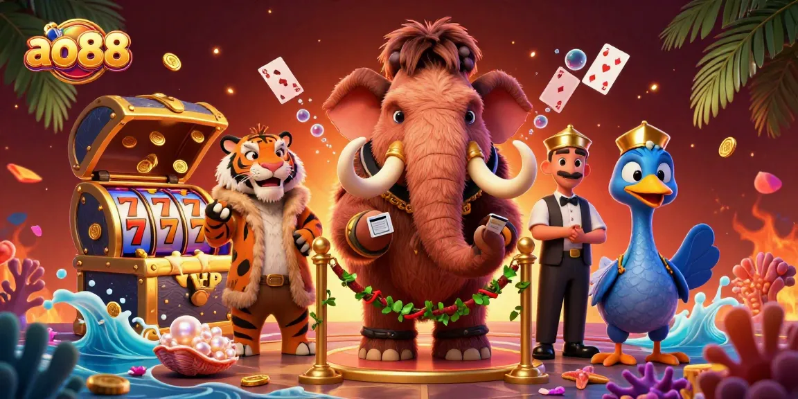 Play and win at ao88 with vibrant 3D casino characters amidst dynamic game elements.