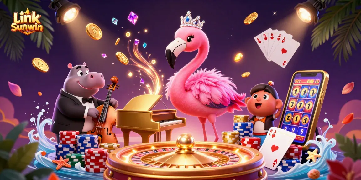 Experience thrill as you explore Link Sunwin's vibrant casino scene, featuring lively characters and exciting game elements.