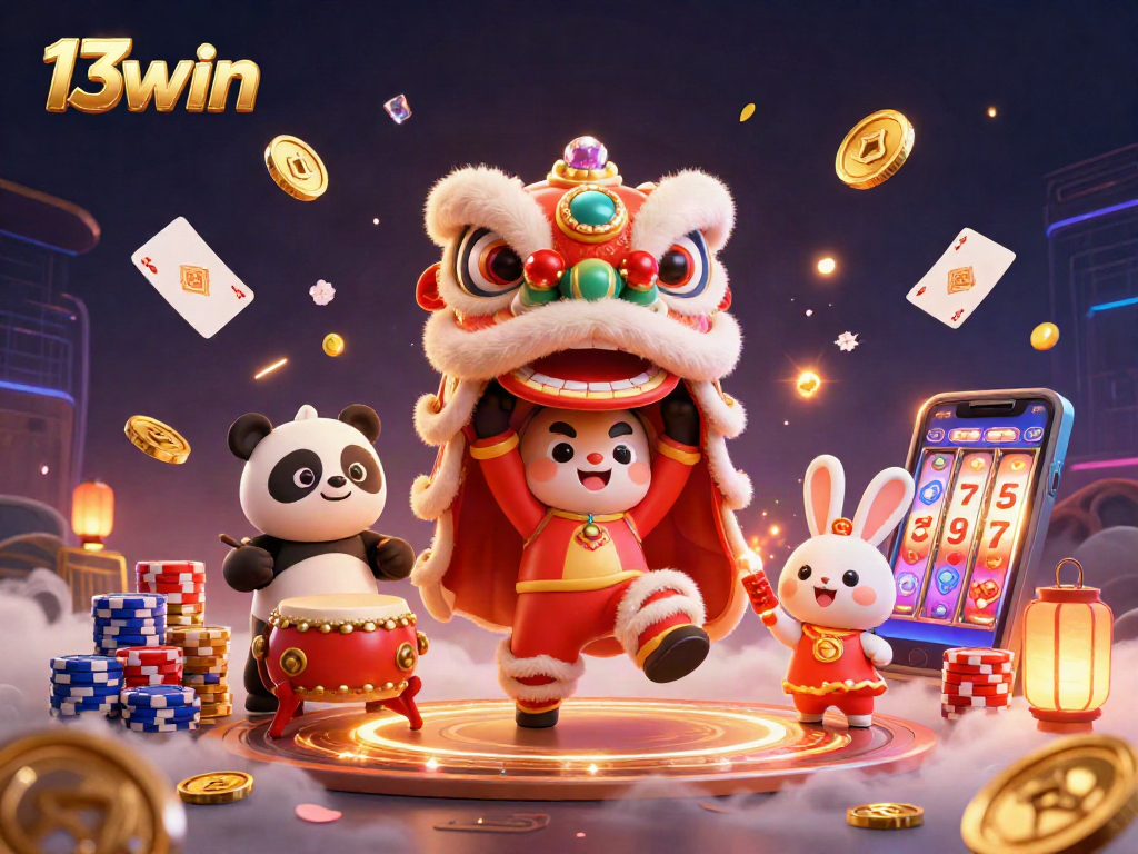 Experience the thrill of 13win with vibrant casino characters and dynamic gaming elements.