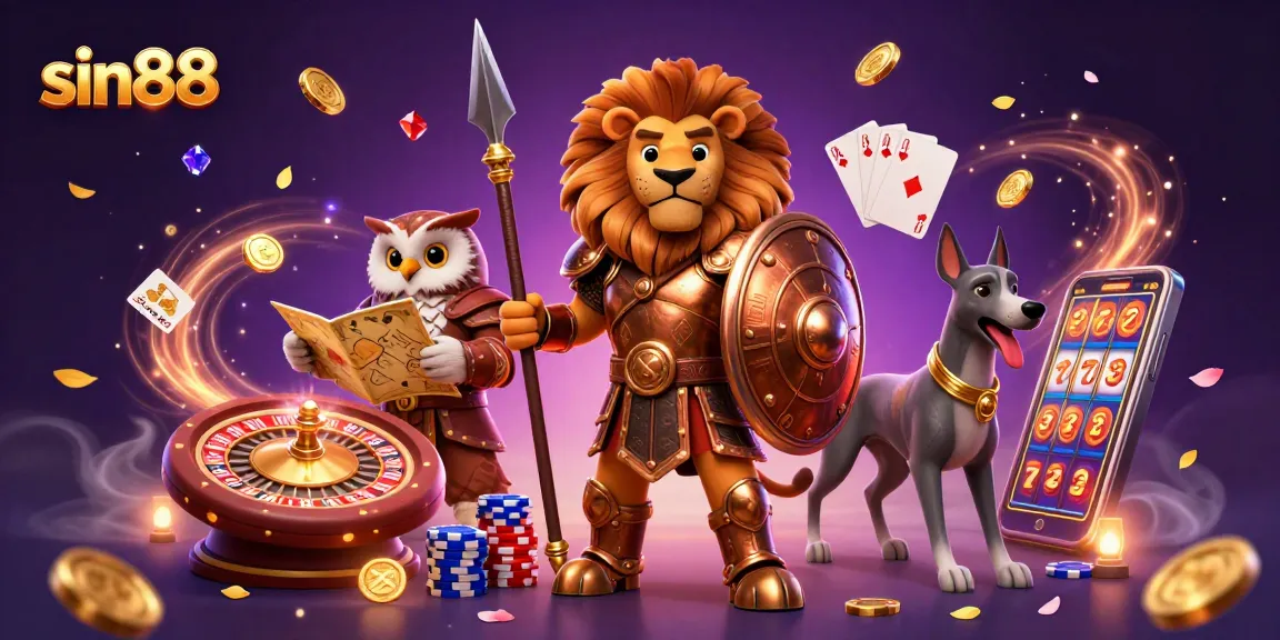 Experience exciting games with sin88, featuring vibrant casino characters and dynamic slot elements.