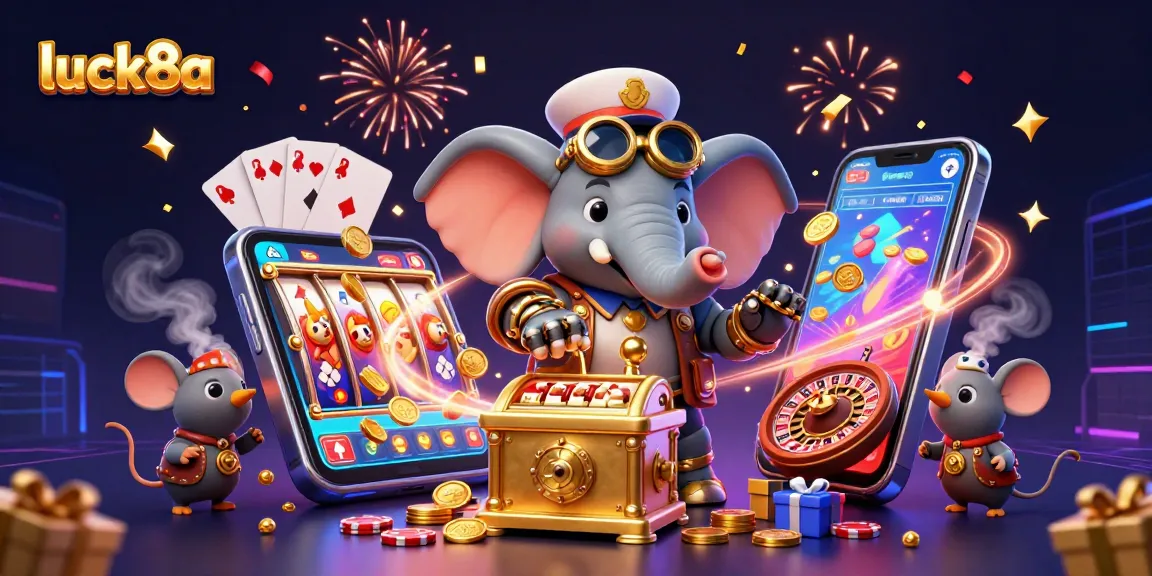 Experience thrilling gaming fun with luck8a's steampunk casino adventure featuring vibrant slot machines and action.