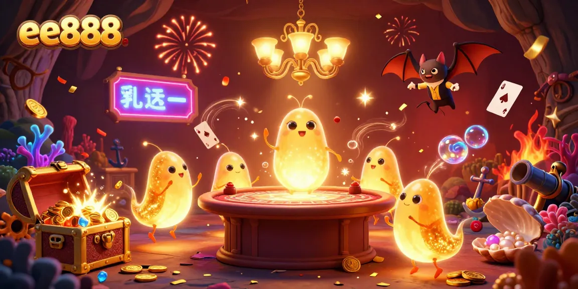 Experience excitement with ee888 at the lively cave casino led by glowing glowworms and a bat dealer.