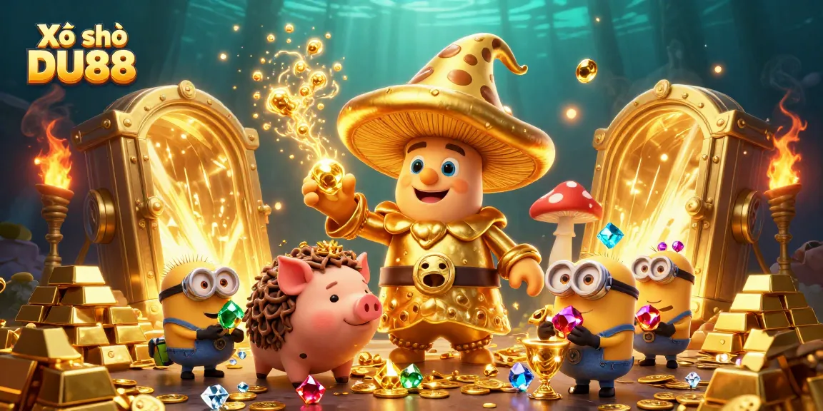 Xổ số DU88 reveals an enchanting golden magical world filled with treasures and excitement.