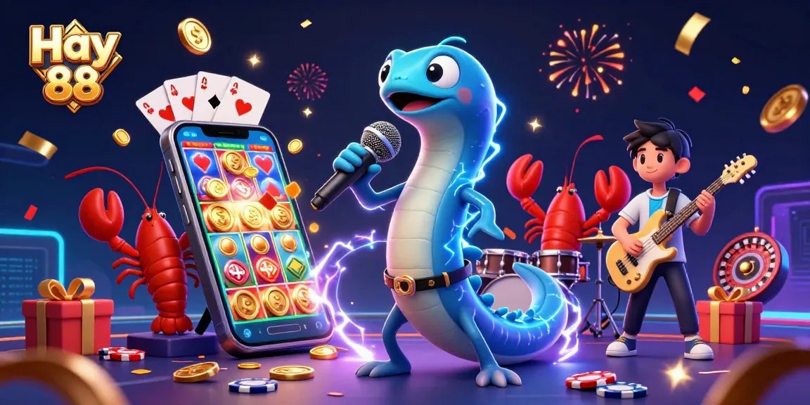 Experience vibrant gaming with Hay 88 in this electrifying underwater casino scene featuring 3D characters and dynamic action.