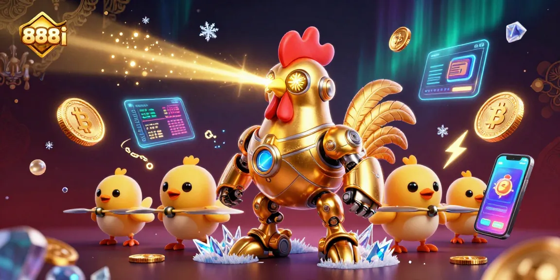 Experience 888i with a vibrant 3D illustration showcasing crypto elements and playful characters in action.