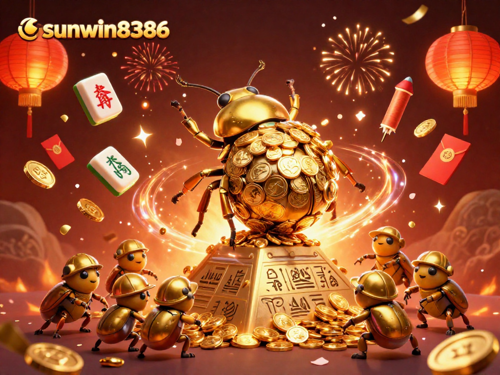 Experience the excitement of sunwin8386 with golden coins and dynamic casino symbols.
