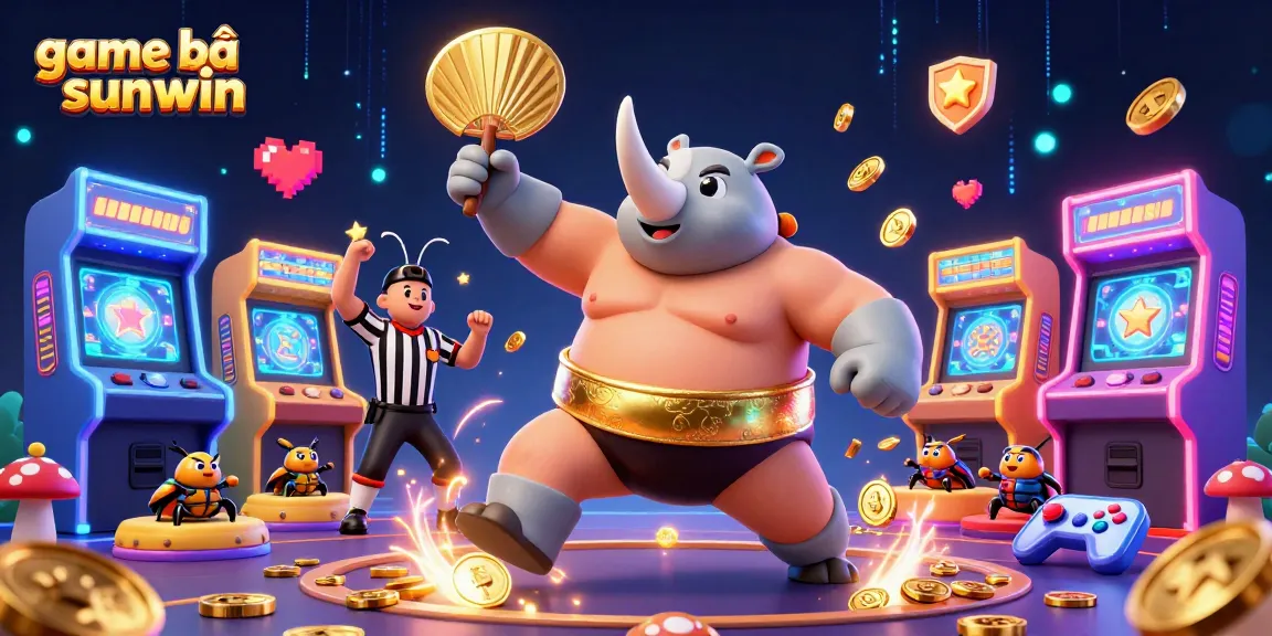 Experience exciting gameplay with game bài sunwin in a vibrant illustration of beetle champions and casino elements.