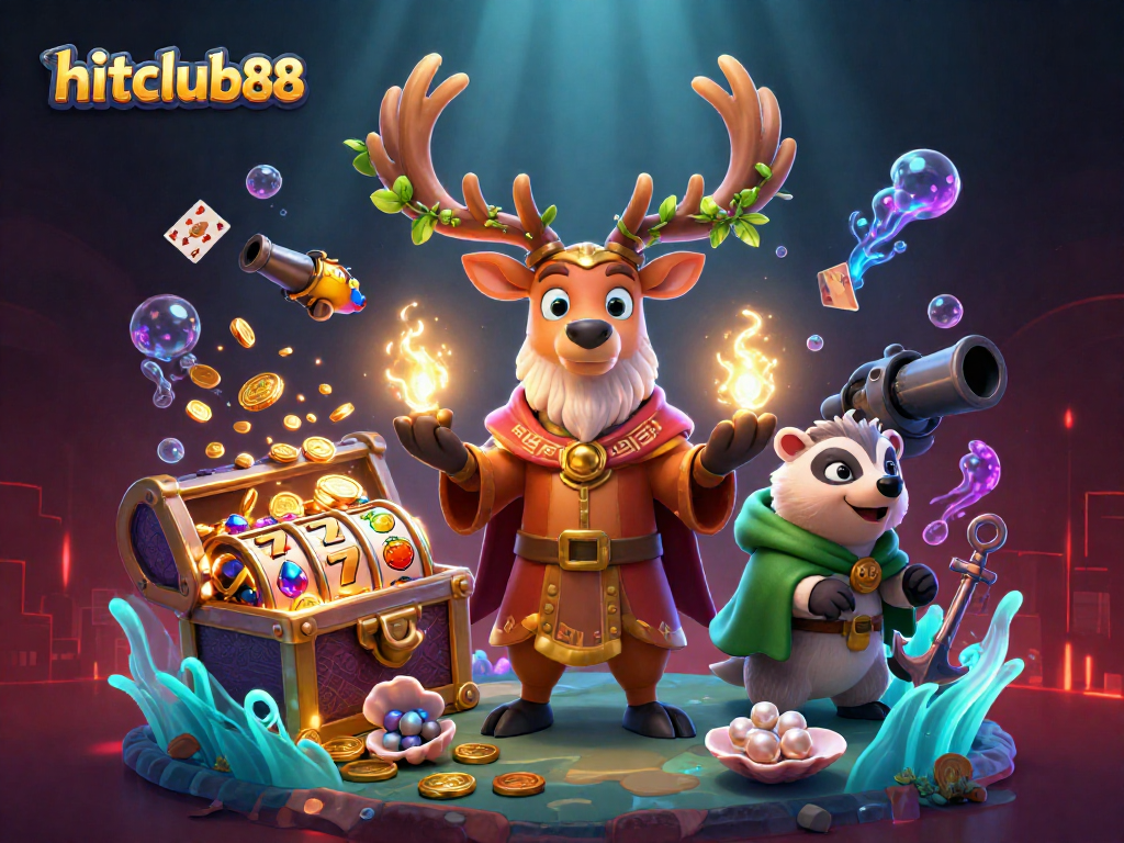 Spin to win big with exciting slots at hitclub88 featuring iconic 3D characters and vibrant treasures.