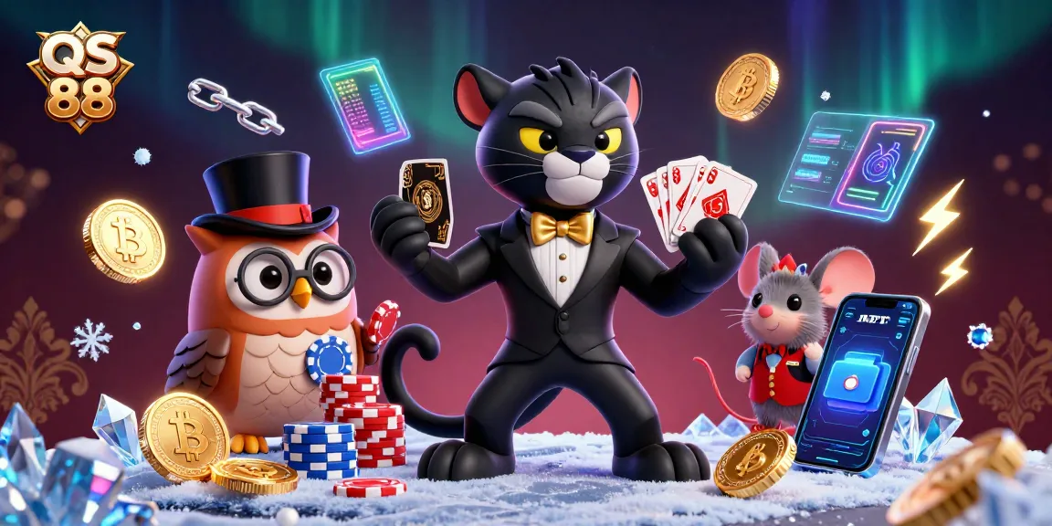 Engage with the luxurious experience of QS 88 casino featuring a stylish panther dealer and crypto elements.