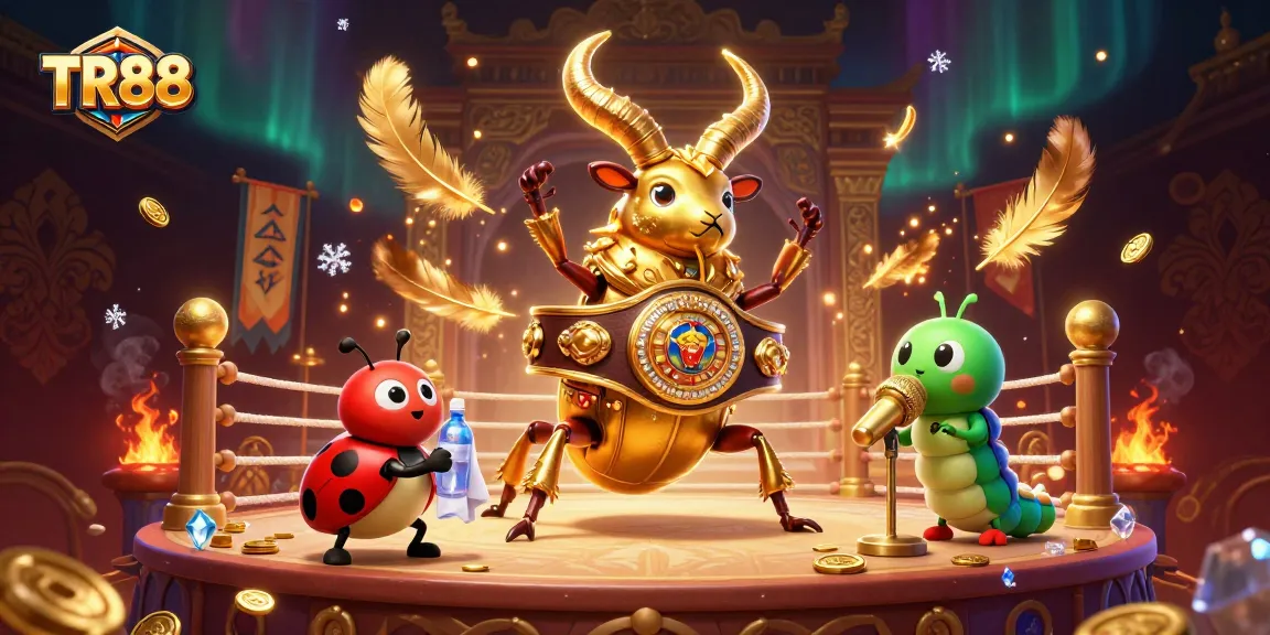 Engage with TR88's thrilling casino experience illustrated with dynamic characters and vibrant game elements
